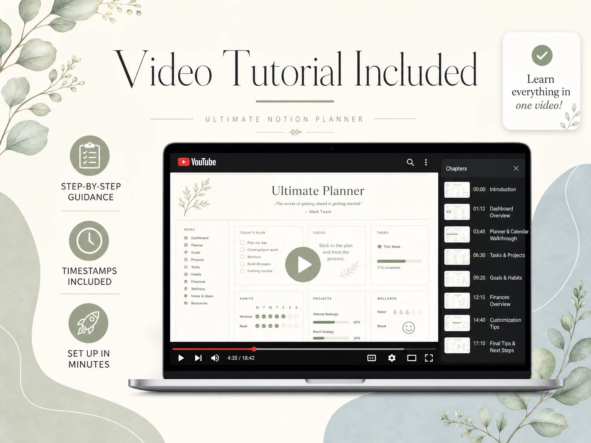 Ultimate Notion Planner - Comprehensive YouTube Video Tutorial Included